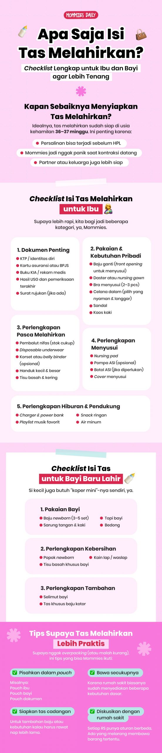 Isi Tas Melahirkan Apa Saja? Ini Checklist Lengkap untuk Ibu & Bayi
